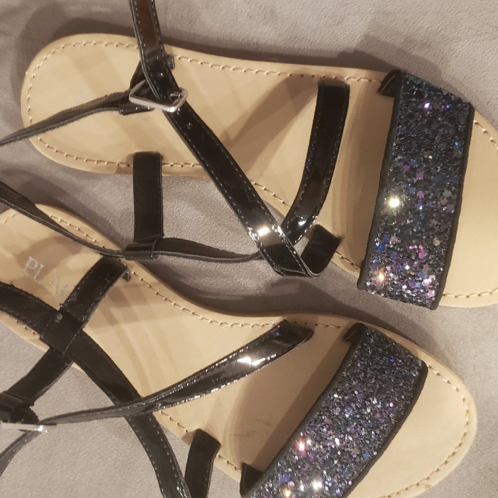 Black patent and glitter sandal, Childrens place size 2